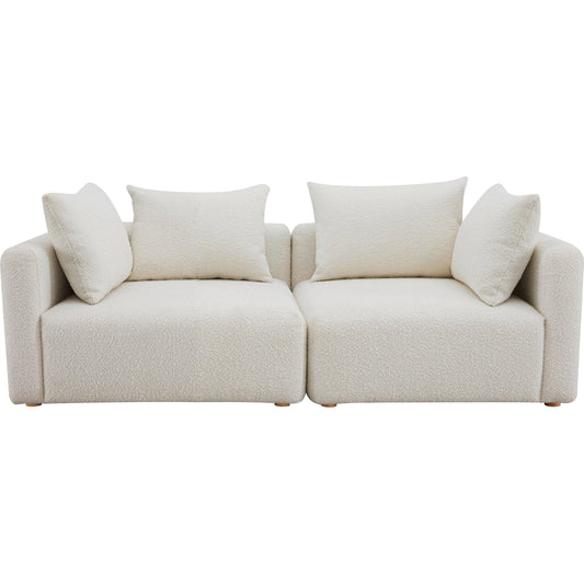 Hangover Boucle Loveseat by TOV Furniture in cream. Made from boucle, wood in a modern style.
