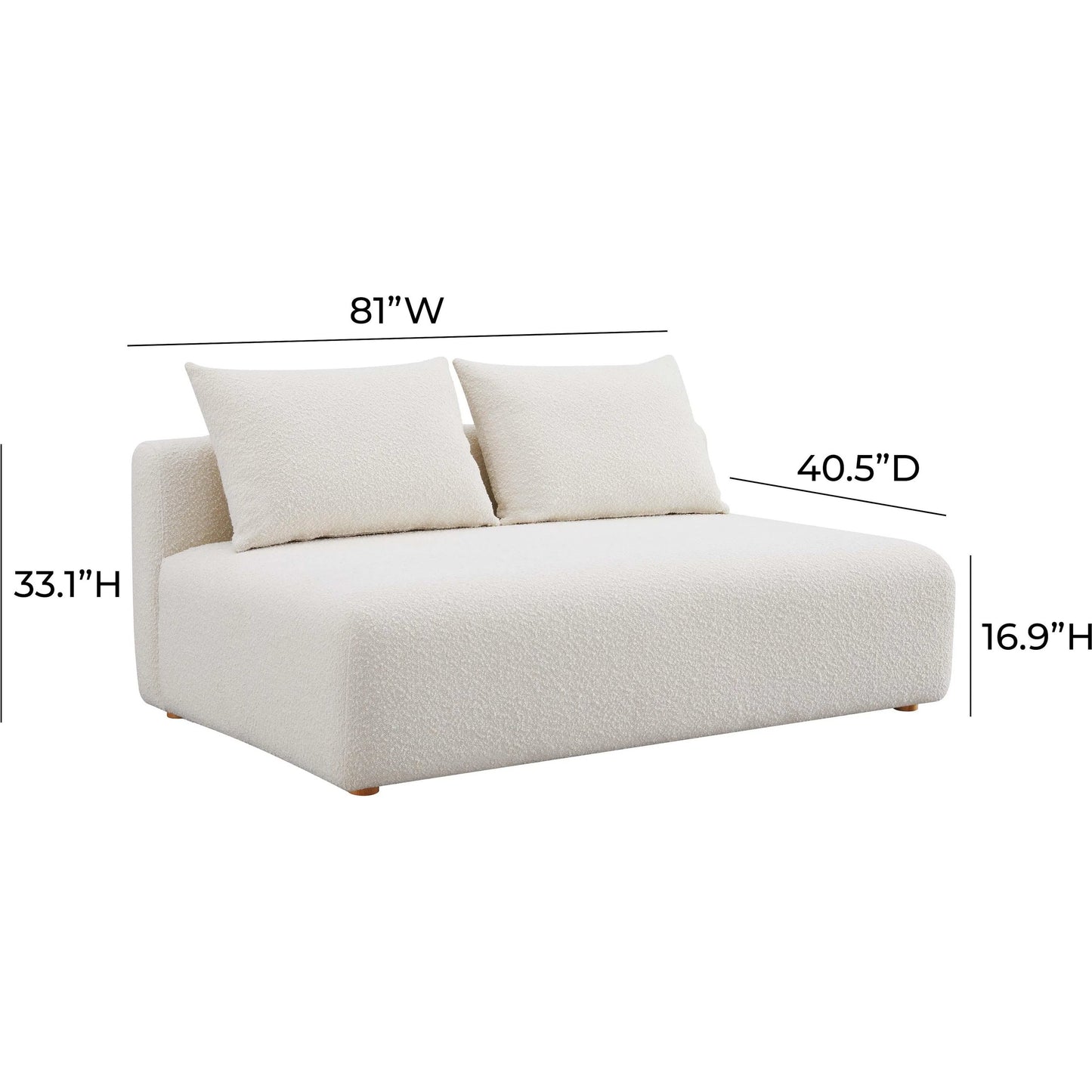 004 SI-2122130 | Additional Silo | Hangover Boucle Modular Loveseat by TOV Furniture in cream. Made from boucle, wood in a modern style.