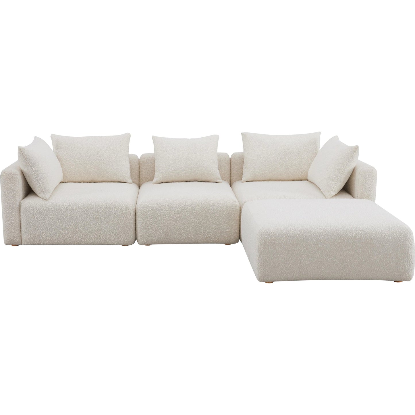 001 SI-2122124 | Additional Silo | Hangover Boucle 4-Piece Modular Sectional by TOV Furniture in cream. Made from boucle, wood in a modern style.