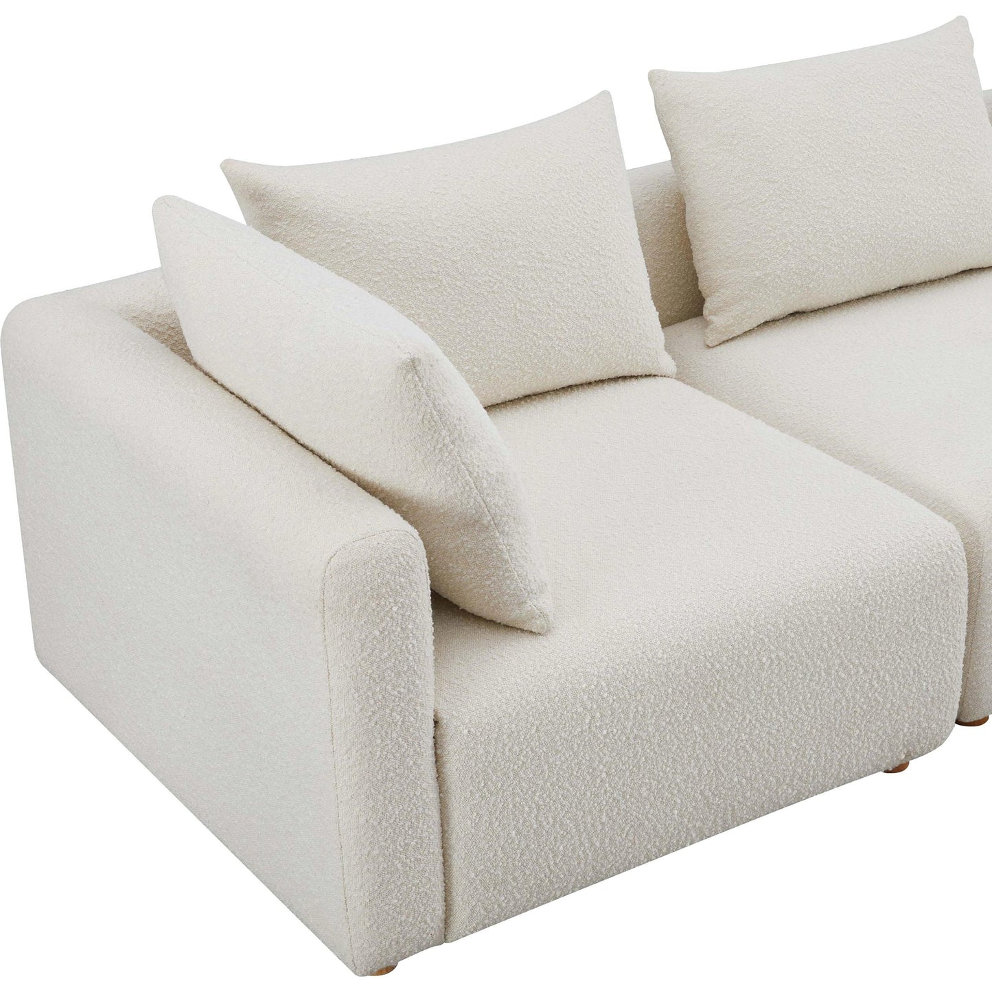 003 SI-2122124 | Additional Silo | Hangover Boucle 4-Piece Modular Sectional by TOV Furniture in cream. Made from boucle, wood in a modern style.