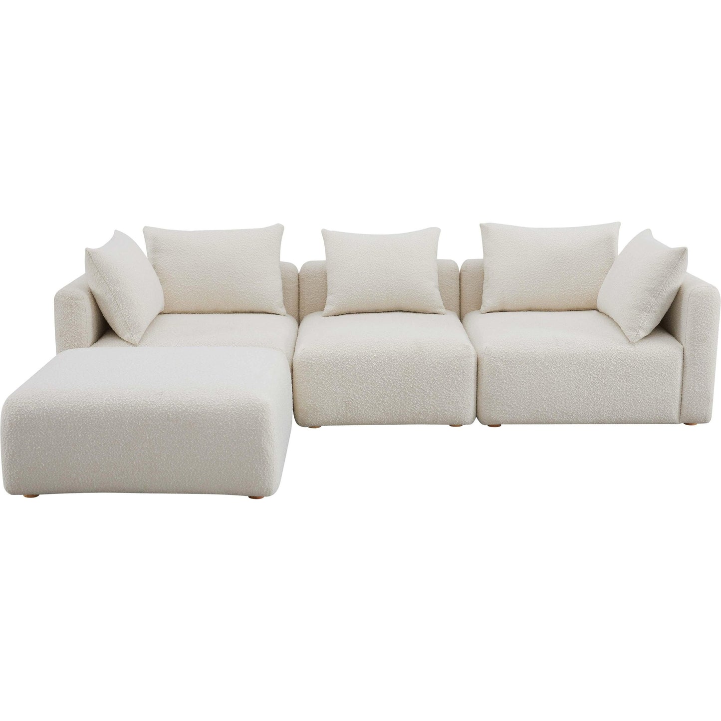 002 SI-2122124 | Additional Silo | Hangover Boucle 4-Piece Modular Sectional by TOV Furniture in cream. Made from boucle, wood in a modern style.