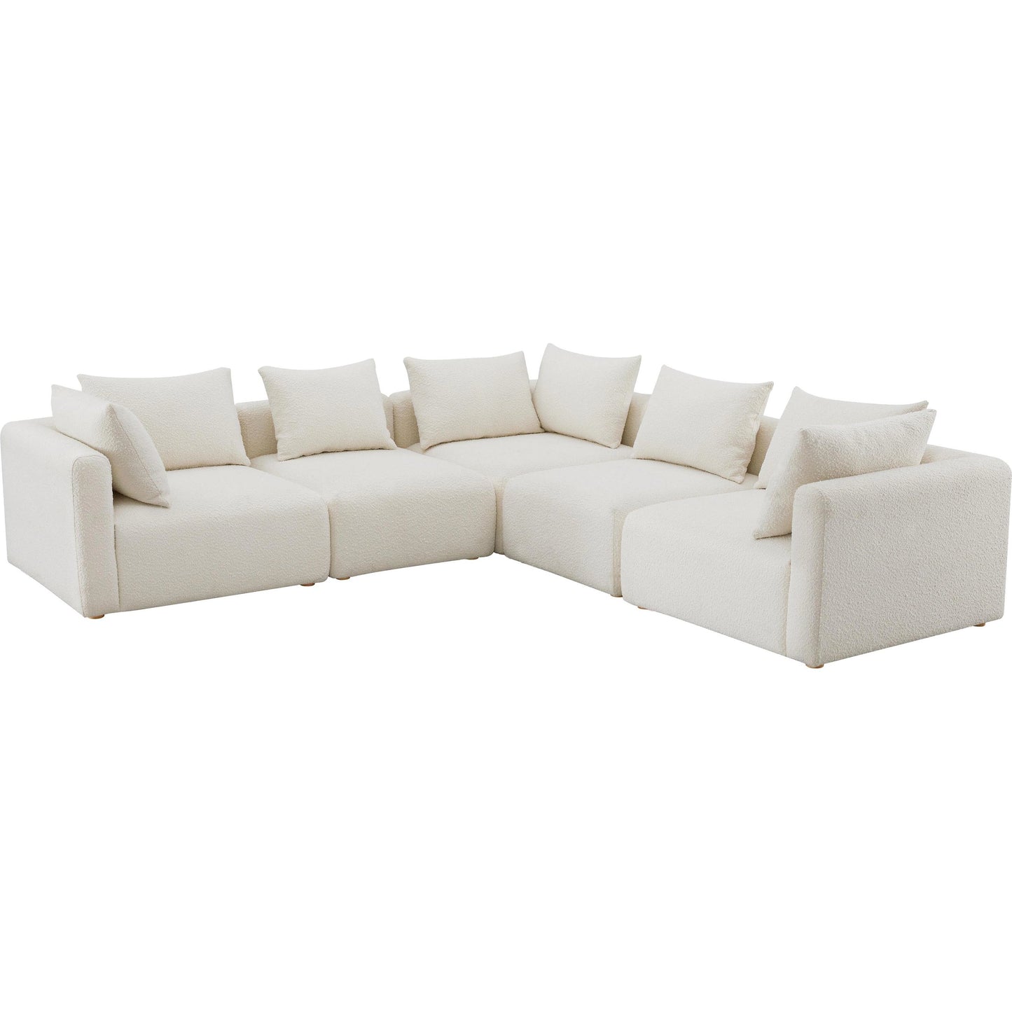 002 SI-2122125 | Additional Silo | Hangover Boucle 5-Piece Modular L-Sectional by TOV Furniture in cream. Made from boucle, wood in a modern style.