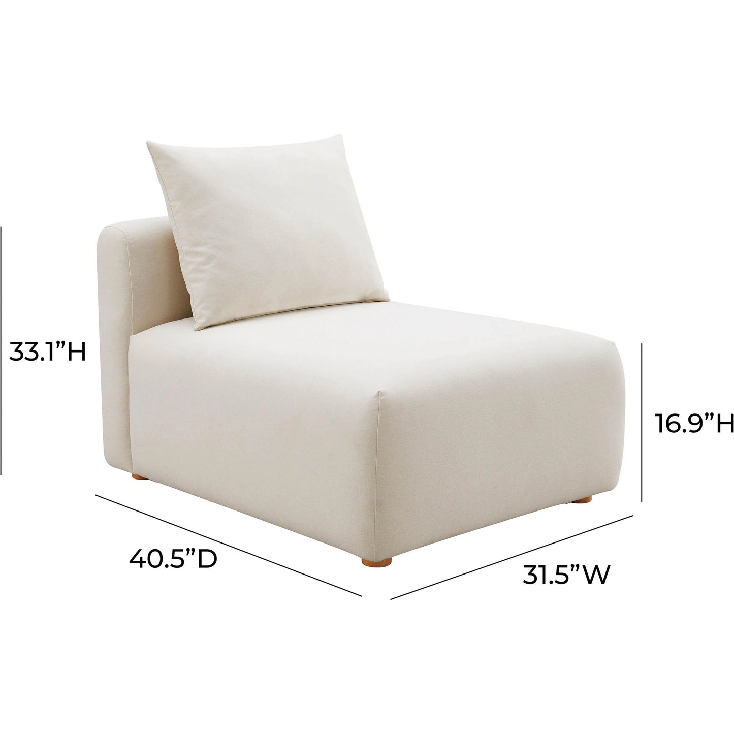 004 SI-2122138 | Additional Silo | Hangover Linen Modular Armless Chair by TOV Furniture in cream. Made from linen, wood in a modern style.