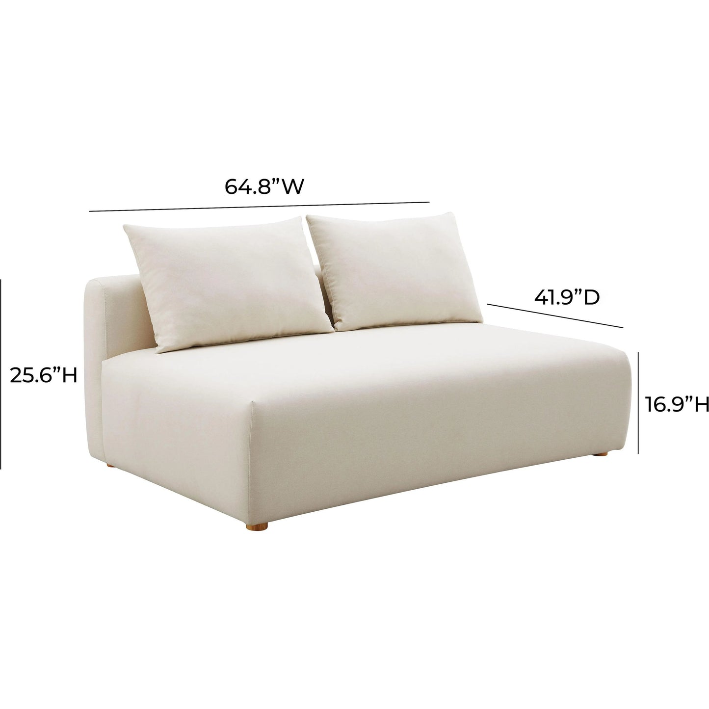 005 SI-2122140 | Unknown | Hangover Linen Modular Loveseat by TOV Furniture in cream. Made from linen, wood in a modern style.