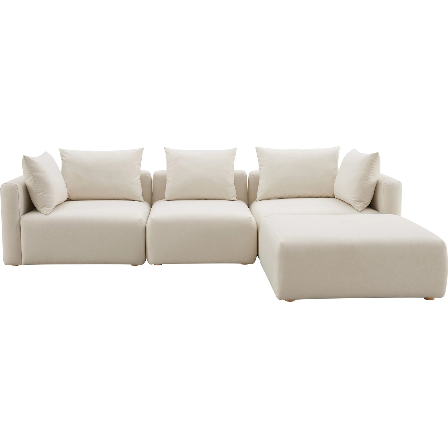 002 SI-2122134 | Additional Silo | Hangover Linen 4-Piece Modular Sectional by TOV Furniture in cream. Made from linen, wood in a modern style.