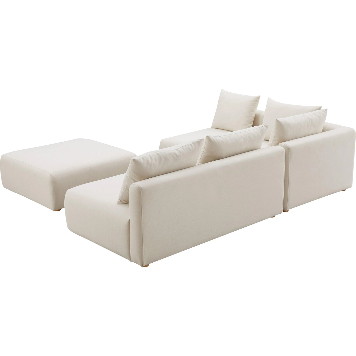 003 SI-2122133 | Additional Silo | Hangover Linen 4-Piece Modular Chaise Sectional by TOV Furniture in cream. Made from linen, wood in a modern style.