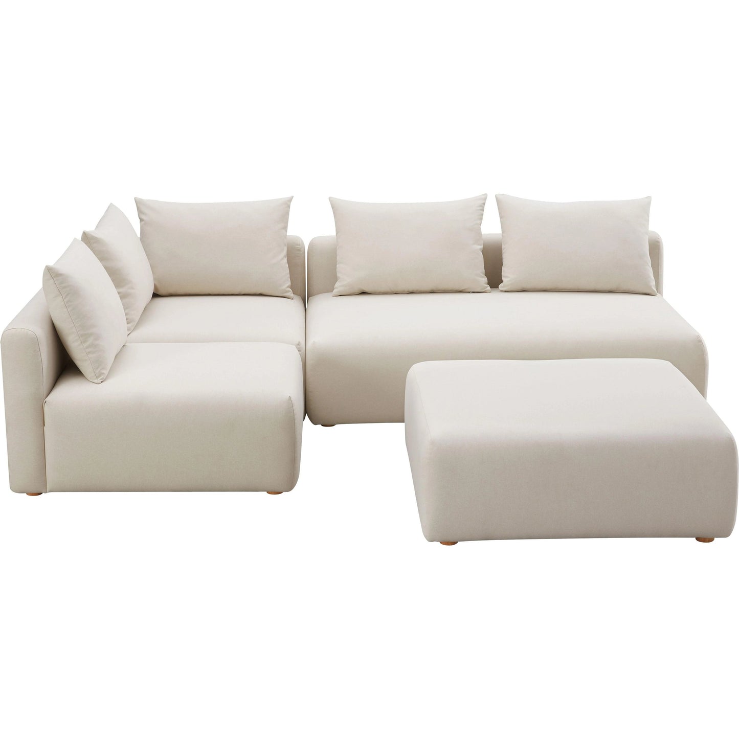 002 SI-2122133 | Additional Silo | Hangover Linen 4-Piece Modular Chaise Sectional by TOV Furniture in cream. Made from linen, wood in a modern style.
