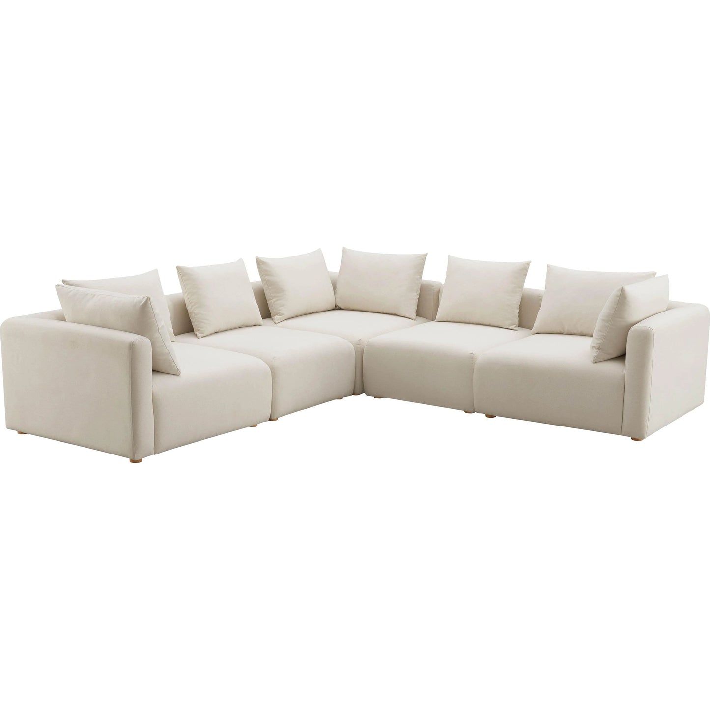 001 SI-2122135 | Additional Silo | Hangover Linen 5-Piece Modular L-Sectional by TOV Furniture in cream. Made from linen, wood in a modern style.