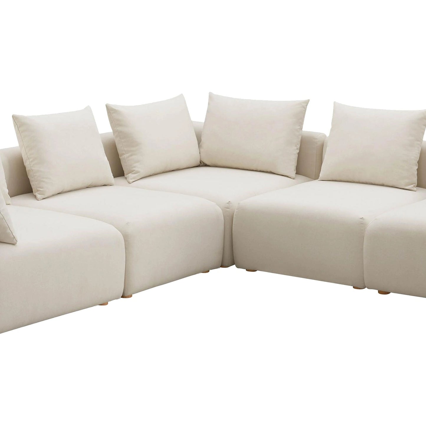 002 SI-2122135 | Additional Silo | Hangover Linen 5-Piece Modular L-Sectional by TOV Furniture in cream. Made from linen, wood in a modern style.