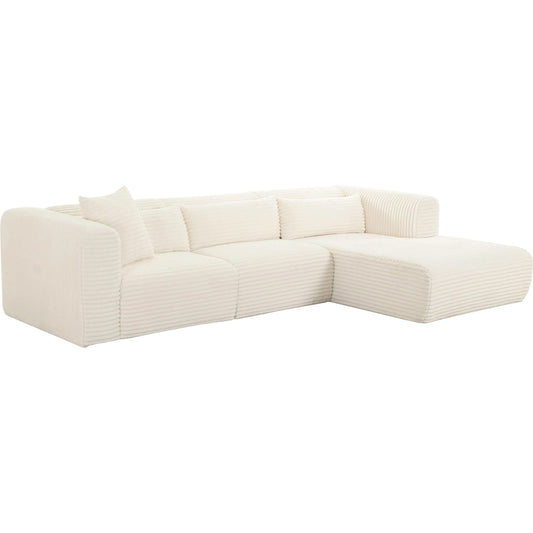 Tarra Fluffy Oversized Corduroy Modular RAF Sectional by TOV Furniture. Made from corduroy, wood in a transitional style.