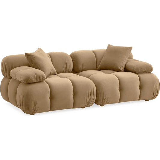 001 SI-2248176 | Primary Silo | Calliope Performance Velvet Modular Loveseat by TOV Furniture in cafe au lait. Made from plywood, velvet, wood in a transitional style.