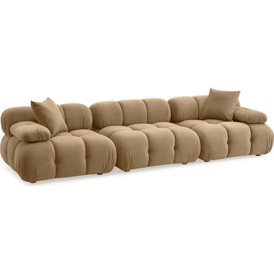 Calliope Performance Velvet Modular Sofa by TOV Furniture in cafe au lait. Made from plywood, velvet, wood in a transitional style.