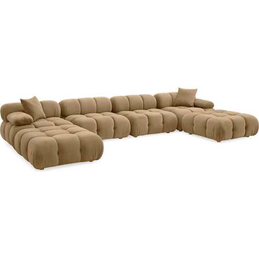 001 SI-2248173 | Primary Silo | Calliope Performance Velvet 6-Piece Modular U-Sectional by TOV Furniture in cafe au lait. Made from plywood, velvet, wood in a transitional style.