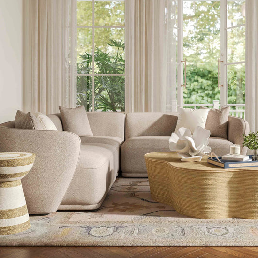 Sylvie Boucle 3-Piece Sectional by TOV Furniture in cream. Made from boucle, plywood in a transitional style.