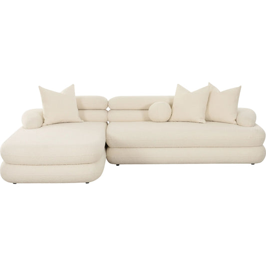 Lulu Boucle Modular LAF Sectional by TOV Furniture in cream. Made from boucle, plywood in a transitional style.