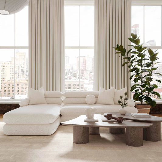 Lulu Boucle Modular LAF Sectional by TOV Furniture in cream. Made from boucle, plywood in a transitional style.