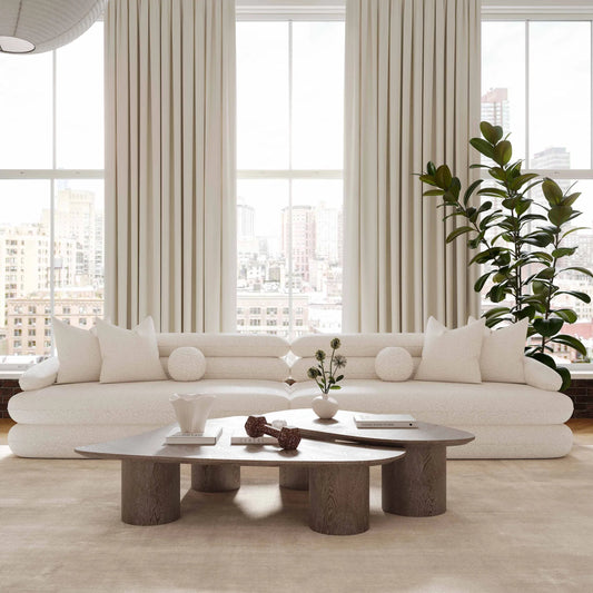 Lulu Boucle Modular Sofa by TOV Furniture in cream. Made from boucle, plywood in a transitional style.