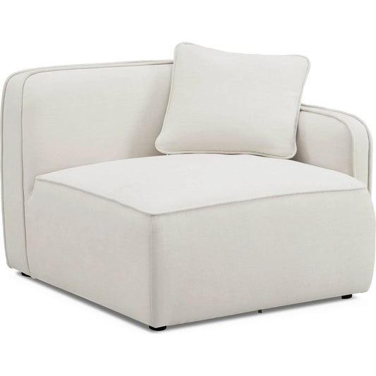 001 SI-2356398 | Primary Silo | Travie Upcycled Linen RAF Corner Chair by TOV Furniture in sand. Made from plywood, recycled fabric, wood in a transitional style.