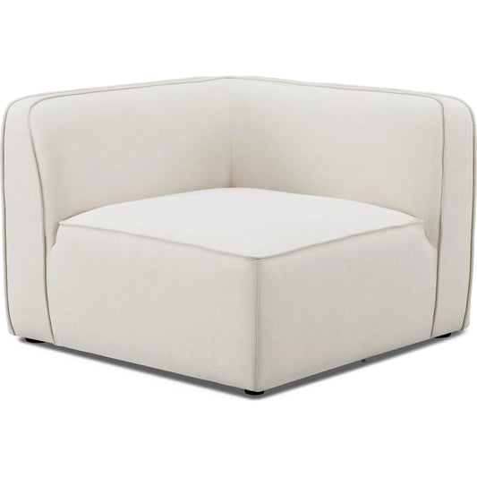 Travie Upcycled Linen Corner Chair by TOV Furniture in sand. Made from plywood, recycled fabric, wood in a transitional style.