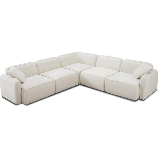 000 SI-2356394 | Primary Silo | Travie Upcycled Linen Modular L-Sectional by TOV Furniture in sand. Made from plywood, recycled fabric, wood in a transitional style.