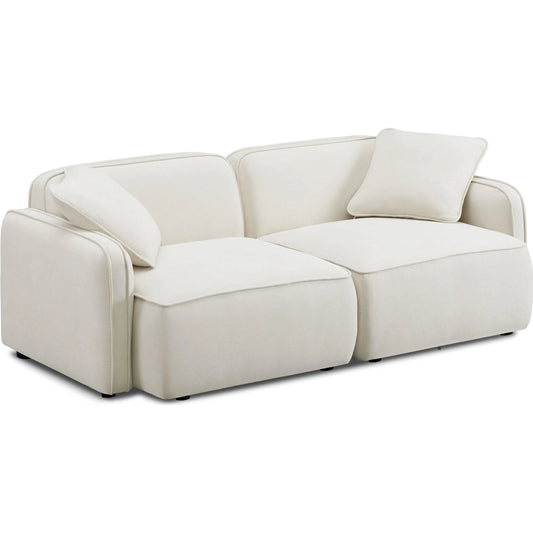 001 SI-2356395 | Primary Silo | Travie Upcycled Linen Modular Loveseat by TOV Furniture in sand. Made from plywood, recycled fabric, wood in a transitional style.