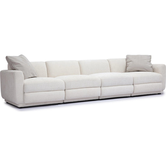 Perry Chenille Modular Long Sofa by TOV Furniture in cream. Made from chenille, plywood, wood in a transitional style.