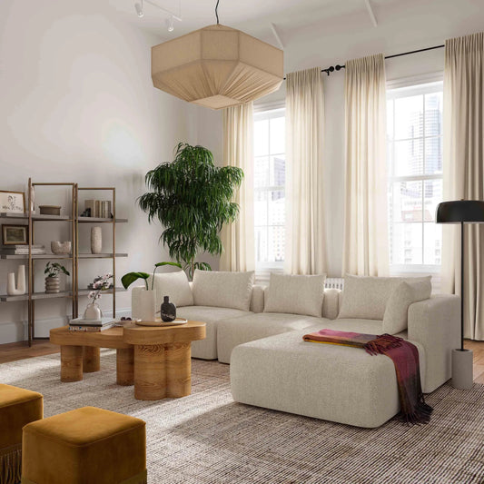 Hangover Heavy Textured Fabric 4-Piece Modular Sectional by TOV Furniture. Made from fabric, plywood, wood in a transitional style.