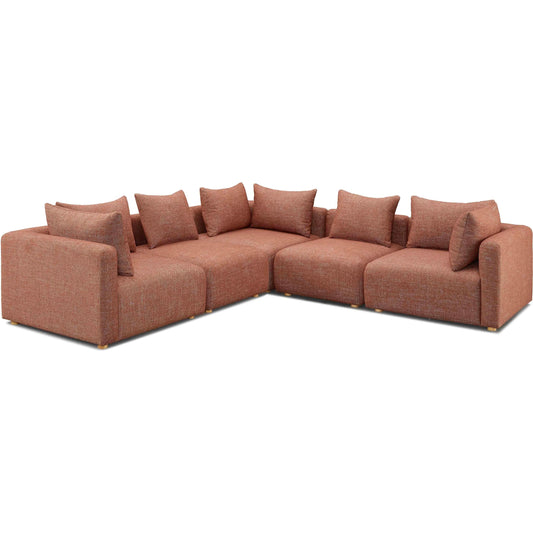 Hangover Textured Fabric 5-Piece Modular L-Sectional by TOV Furniture. Made from fabric, plywood, wood in a transitional style.