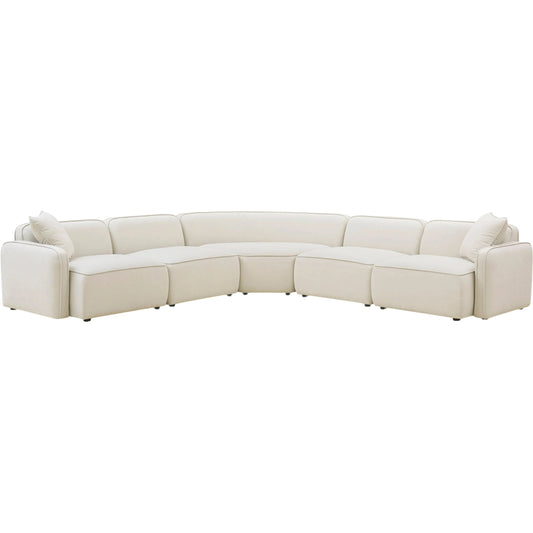 001 SI-2527461 | Primary Silo | Travie 5-Piece Upcycled Modular L-Sectional by TOV Furniture in sand. Made from linen, plywood in a unique style.