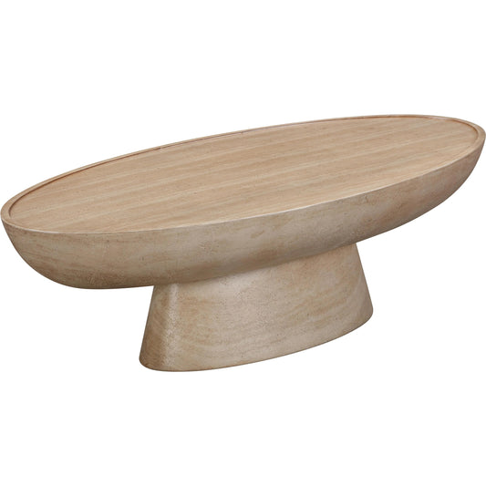 Eclipse Textured Faux Indoor / Outdoor Coffee Table by TOV Furniture in travertine. Made from concrete in a transitional style.