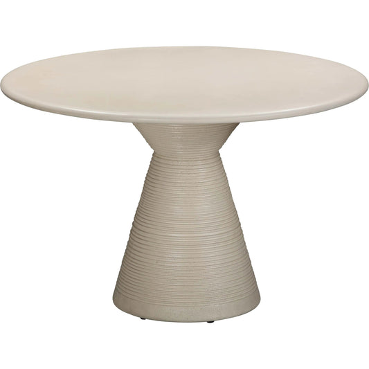 001 SI-2248230 | Primary Silo | Fern Textured Faux Plaster Concrete Indoor/Outdoor Round Dining Table by TOV Furniture in beige. Made from concrete in a transitional style.