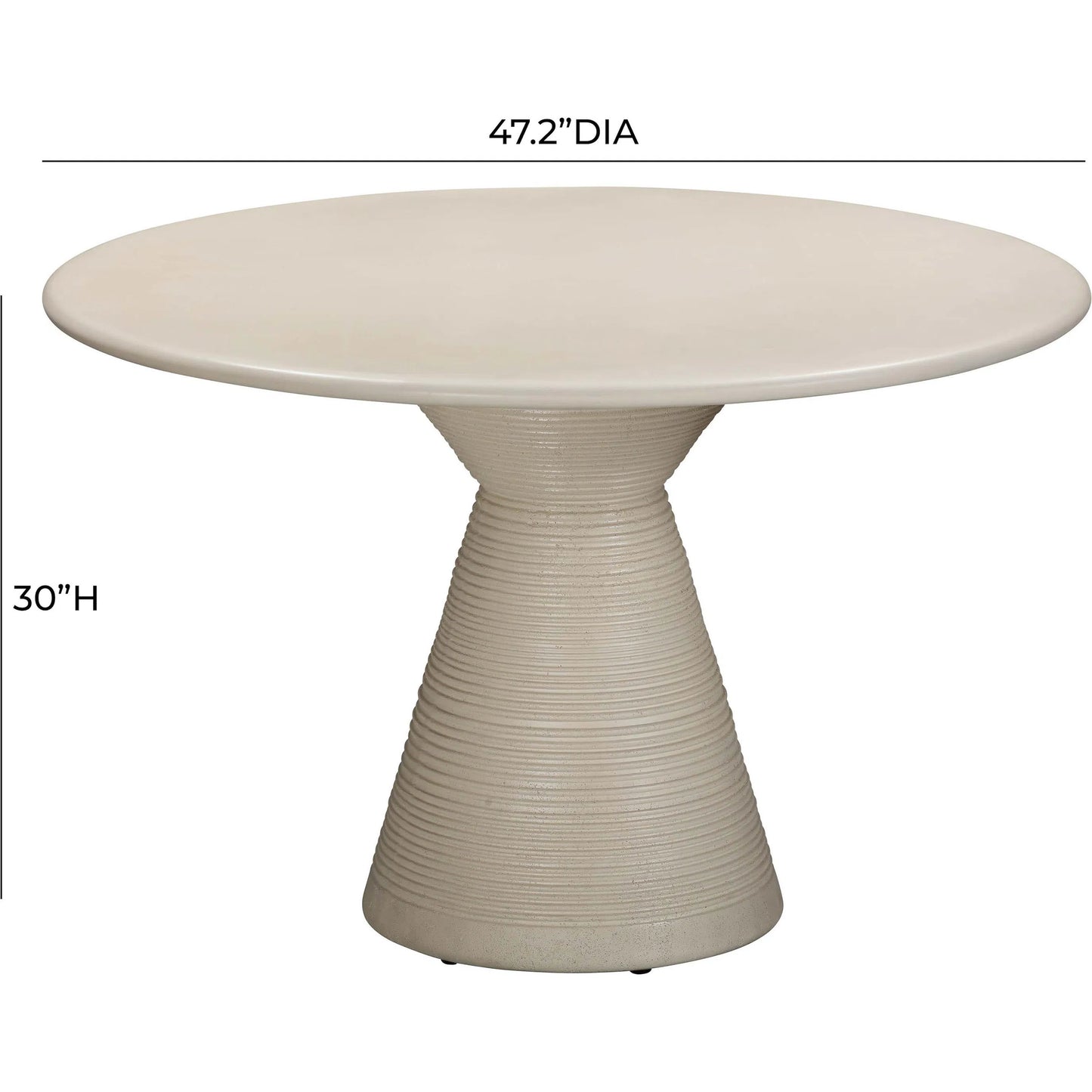 004 SI-2248230 | Additional Silo | Fern Textured Faux Plaster Concrete Indoor/Outdoor Round Dining Table by TOV Furniture in beige. Made from concrete in a unique style.