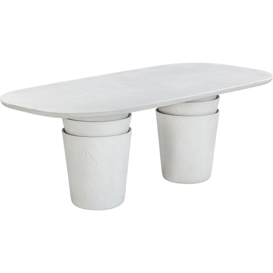 001 SI-2248353 | Primary Silo | Margot Faux Plaster Indoor / Outdoor Concrete Dining Table by TOV Furniture in light grey. Made from concrete in a modern style.