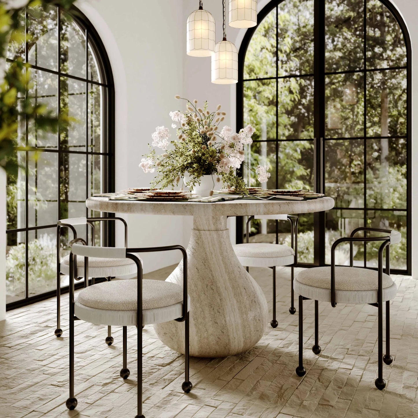 014 SI-2356359 | Lifestyle | Smooch Indoor / Outdoor 47" Round Dining Table by TOV Furniture. Made from concrete in a transitional style.