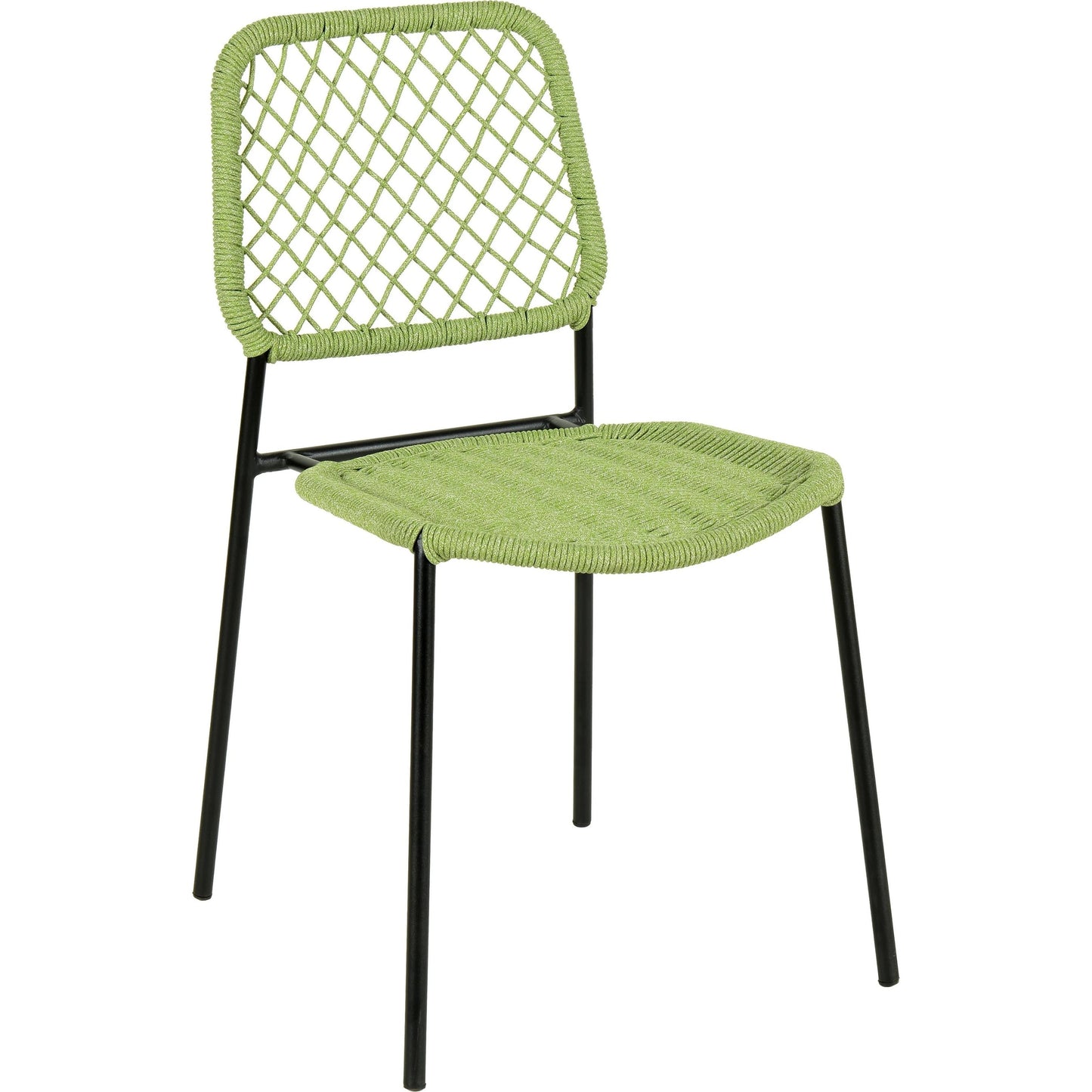 001 SI-2122155 | Primary Silo | Lucy Dyed Cord Outdoor Dining Chair by TOV Furniture in green. Made from iron, rope in a cottage & farmhouse style.
