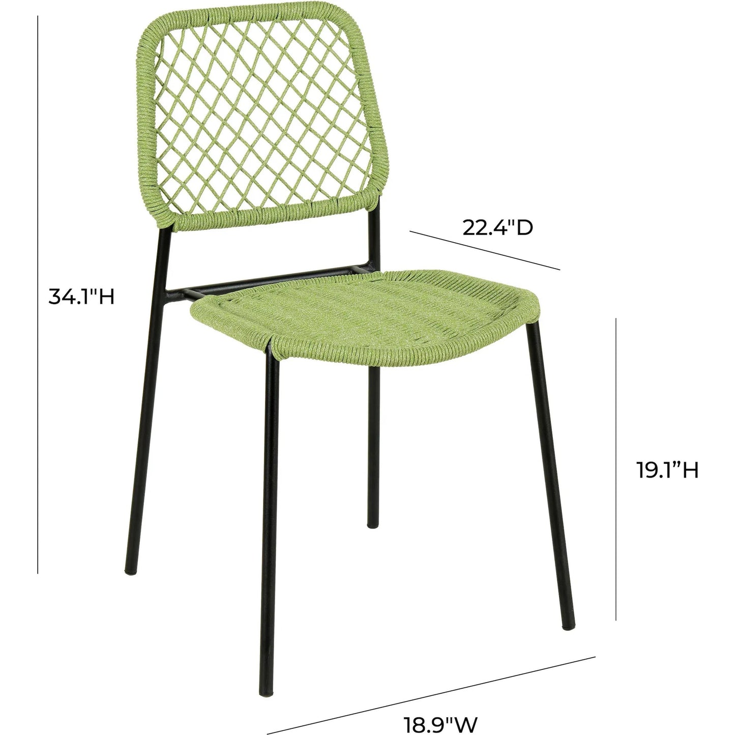 004 SI-2122155 | Additional Silo | Lucy Dyed Cord Outdoor Dining Chair by TOV Furniture in green. Made from iron, rope in a cottage & farmhouse style.
