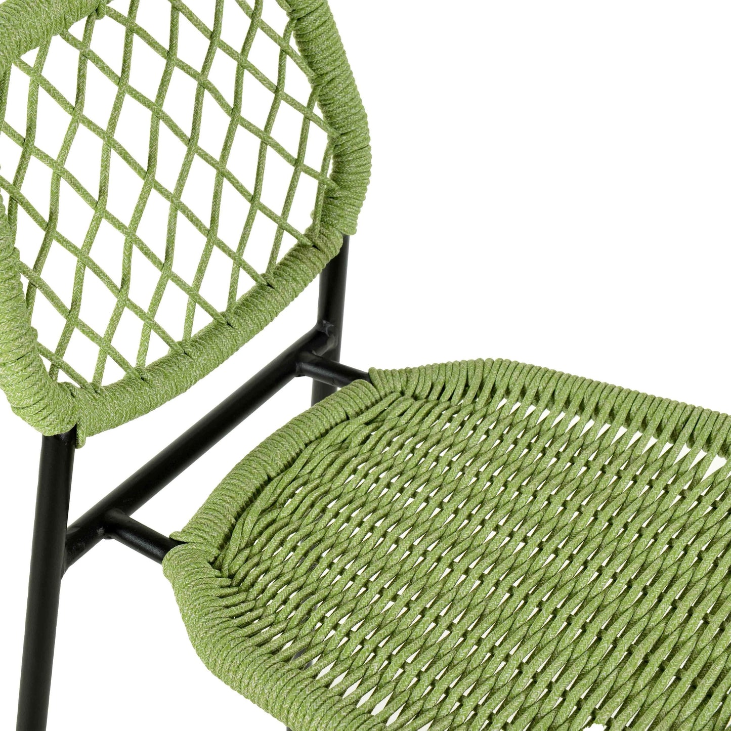 008 SI-2122153 | Closeup | Lucy Dyed Cord Outdoor Counter Stool by TOV Furniture. Made from iron, rope in a cottage & farmhouse style.