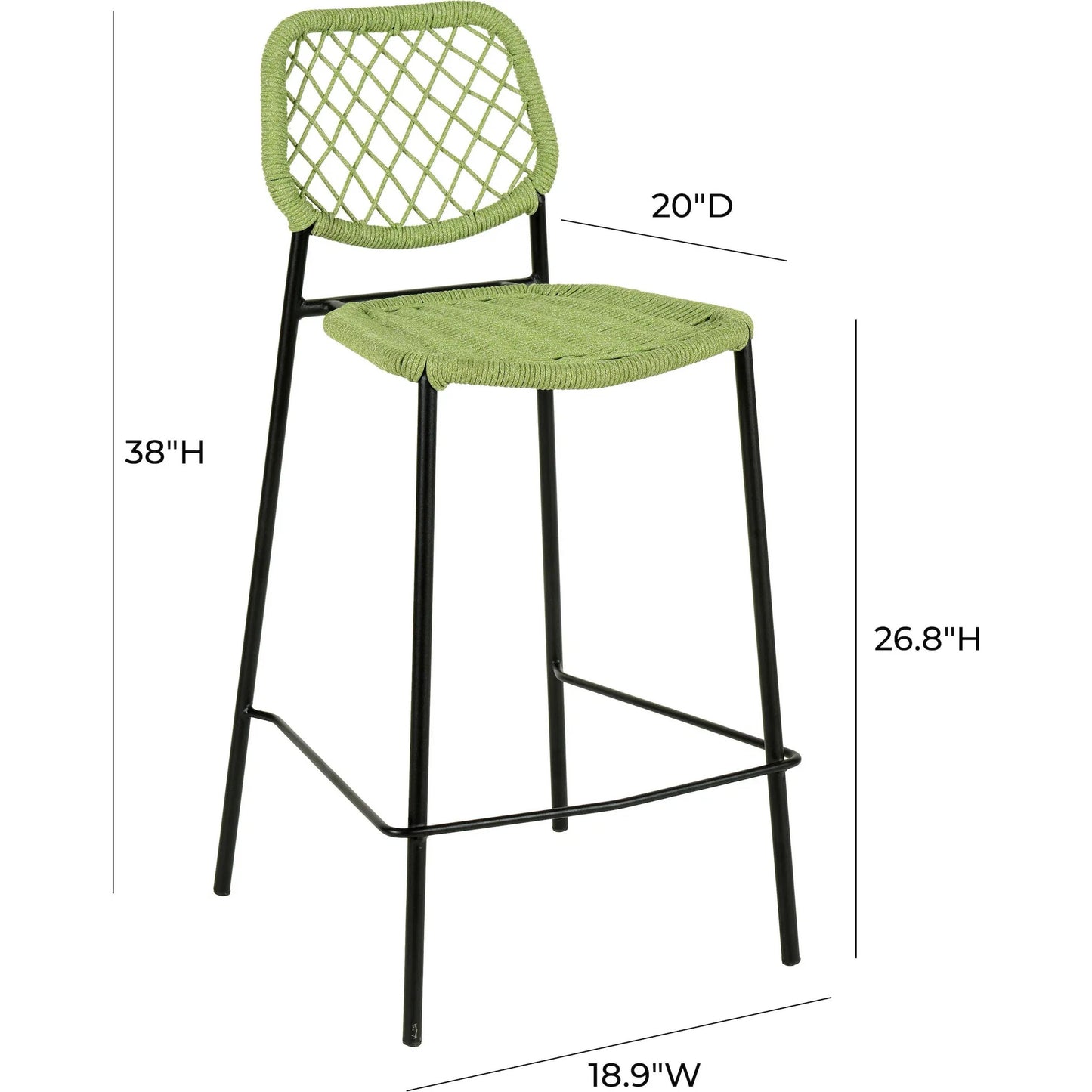 013 SI-2122153 | Unknown | Lucy Dyed Cord Outdoor Counter Stool by TOV Furniture. Made from iron, rope in a cottage & farmhouse style.