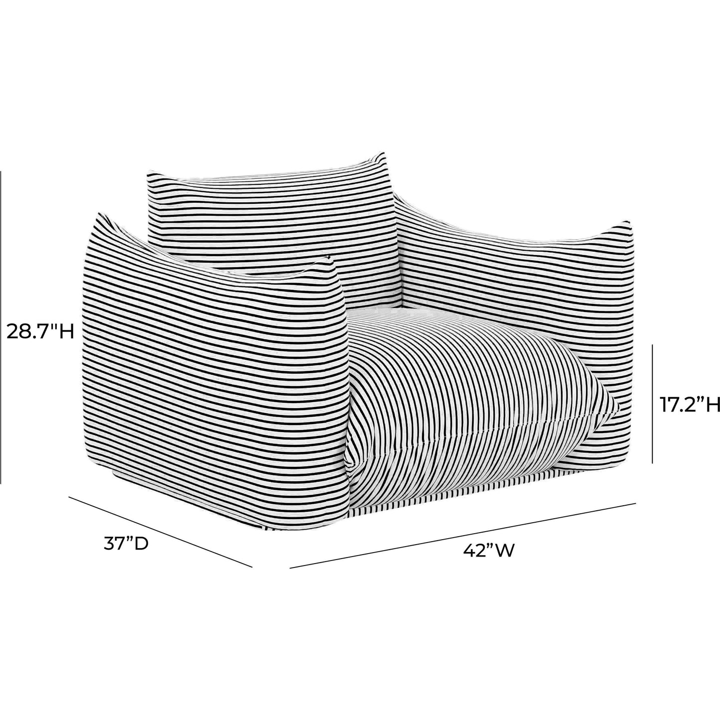020 SI-2248461 | Unknown | Saint Tropez Striped Stuffed Outdoor Armchair by TOV Furniture. Made from unique in a unique style.