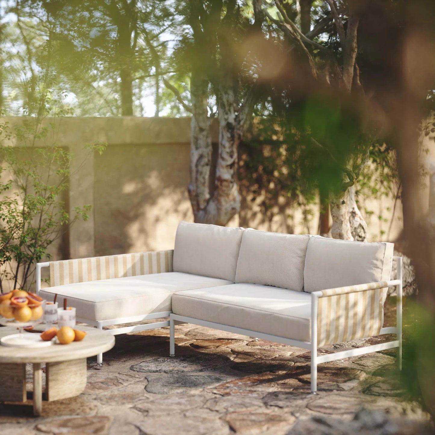 015 SI-2248220 | Lifestyle | Dunes Outdoor Sectional by TOV Furniture in cream. Made from aluminum, fabric in a coastal style.