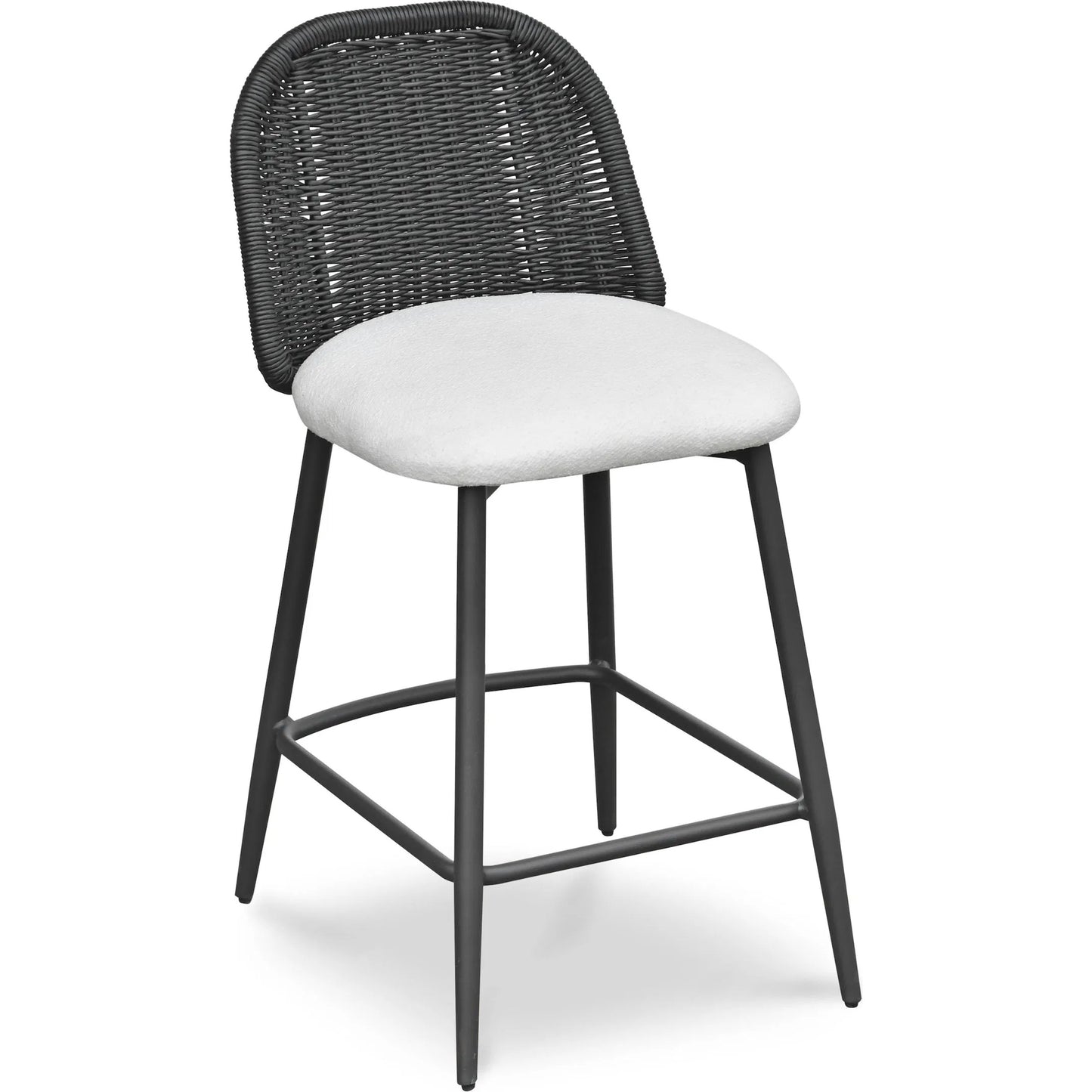 001 SI-2356244 | Primary Silo | Alexa Performance Fabric Outdoor Counter Stool by TOV Furniture in black. Made from aluminum, polyester, wicker in a unique style.