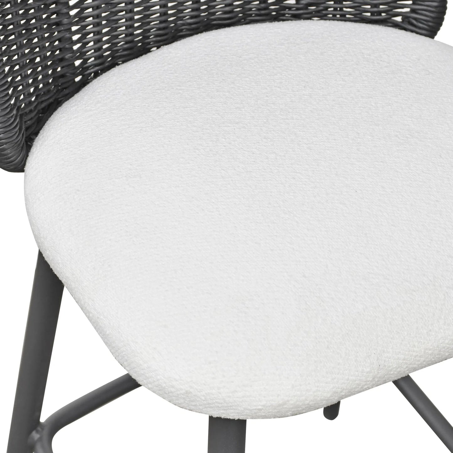 006 SI-2356244 | Closeup | Alexa Performance Fabric Outdoor Counter Stool by TOV Furniture in black. Made from aluminum, polyester, wicker in a unique style.
