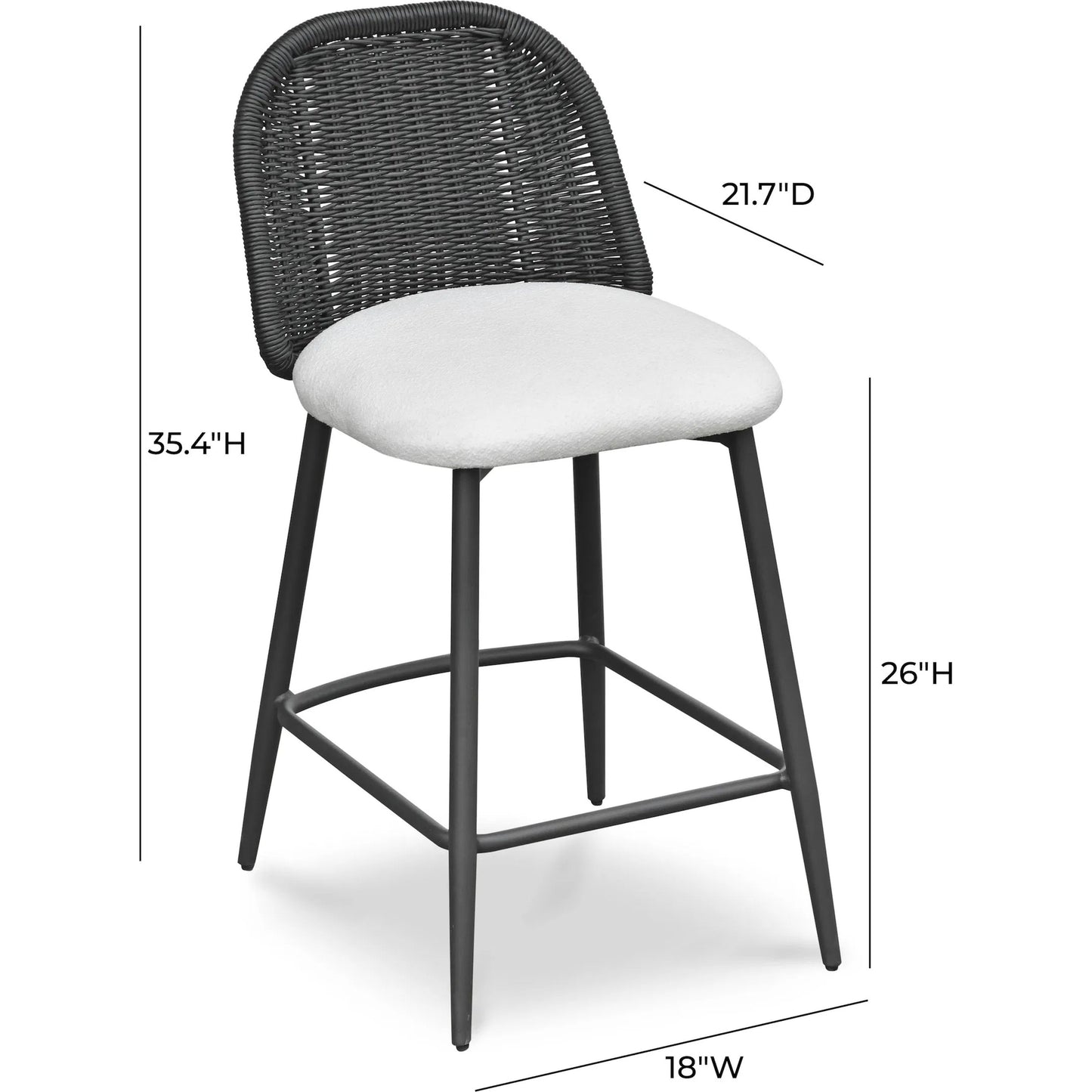 005 SI-2356244 | Additional Silo | Alexa Performance Fabric Outdoor Counter Stool by TOV Furniture in black. Made from aluminum, polyester, wicker in a unique style.