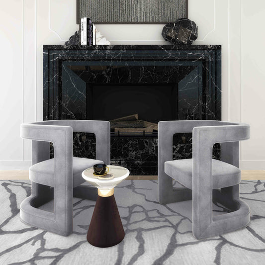 Aurora Side Table by TOV Furniture in grey,transparent. Made from transparent in a transitional style.