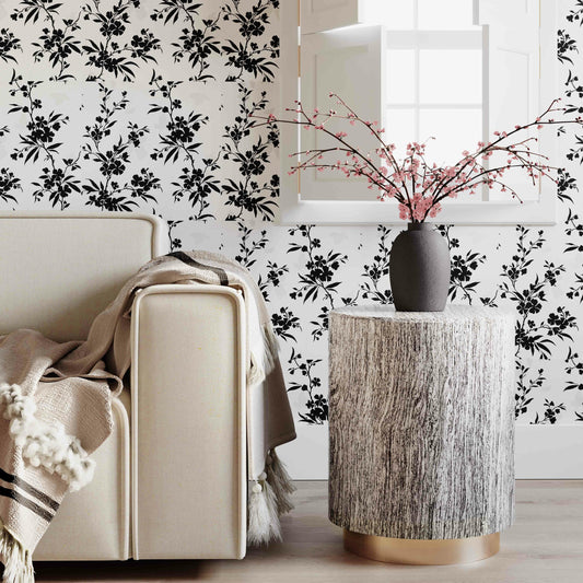 Dahlia Side Table by TOV Furniture in distressed white. Made from iron in a transitional style.