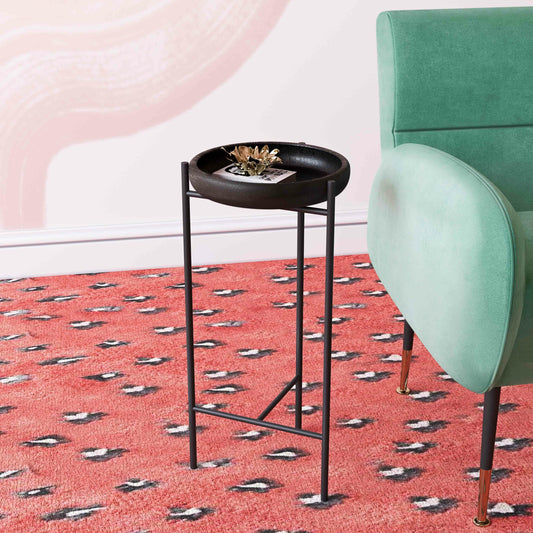 Samara Side Table by TOV Furniture in natural. Made from iron, terracotta in a transitional style.