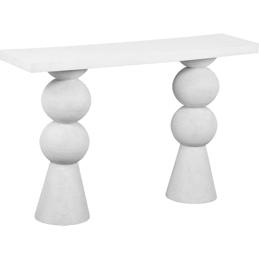 001 SI-2107446 | Primary Silo | Lupita Console Table by TOV Furniture in white. Made from iron, mdf, resin in a modern style.