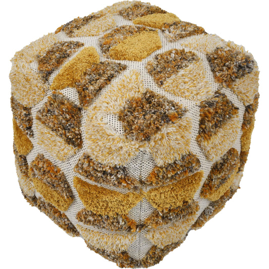 Sawyer Tufted Pouf by TOV Furniture in gold. Made from fabric in a modern style.
