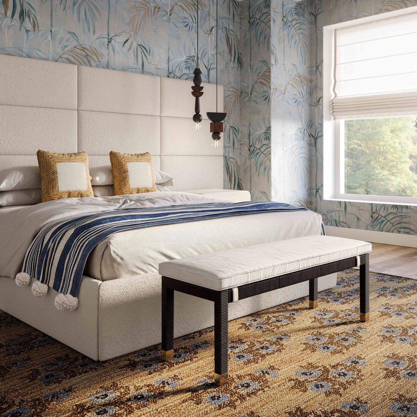 010 SI-2107250 | Lifestyle | Amara Woven Rattan Bench by TOV Furniture. Made from rattan veneer, wood in a cottage & farmhouse style.