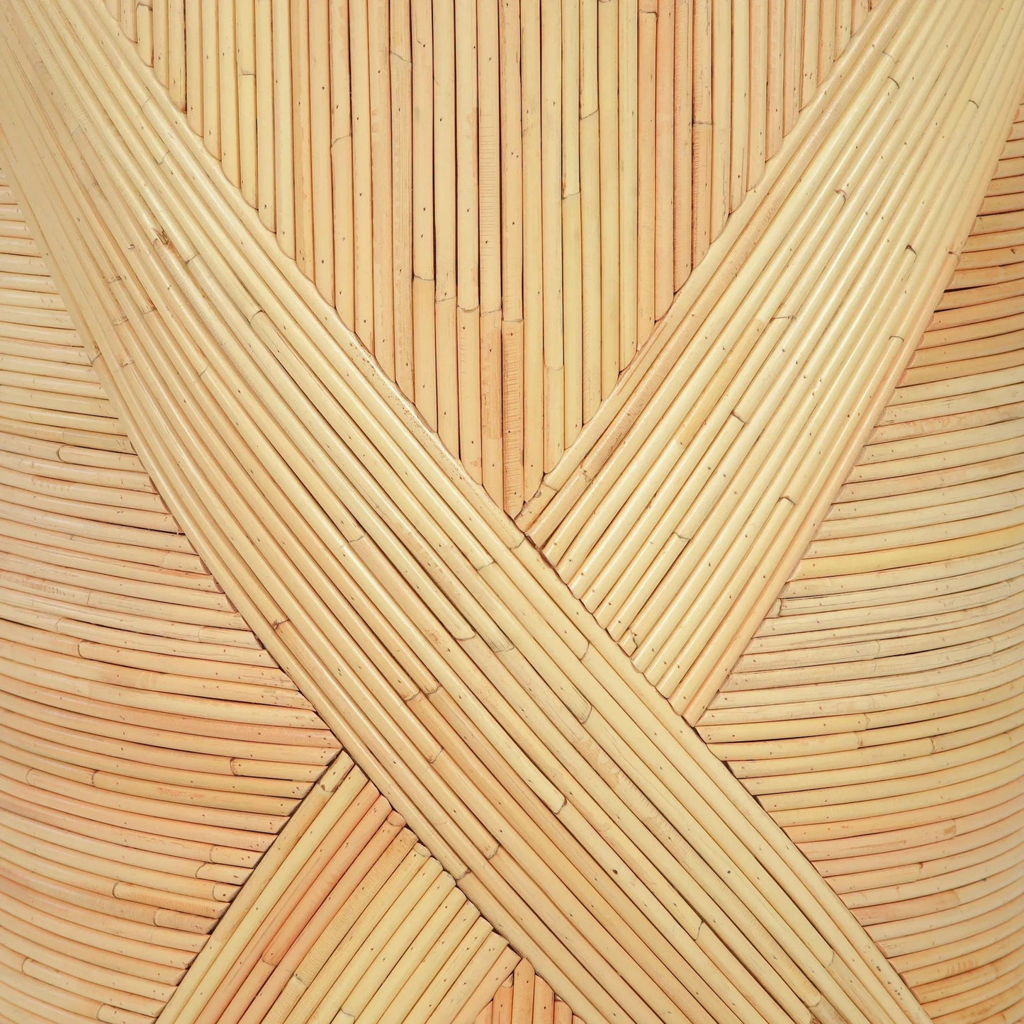 005 SI-2454332 | Closeup | Matea Rattan Cross Side Table by TOV Furniture in natural. Made from rattan in a unique style.